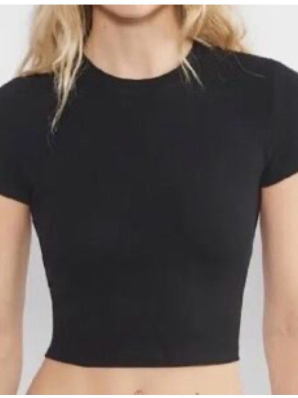 Aritzia Wilfred Classic Crewneck Black Crop Top ribbed small
